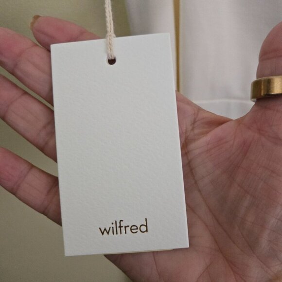 Aritzia Wilfred NWT Saturn Maxi Dress High Low Wrap Tie Waist Light Birch Size M - Picture 6 of 8